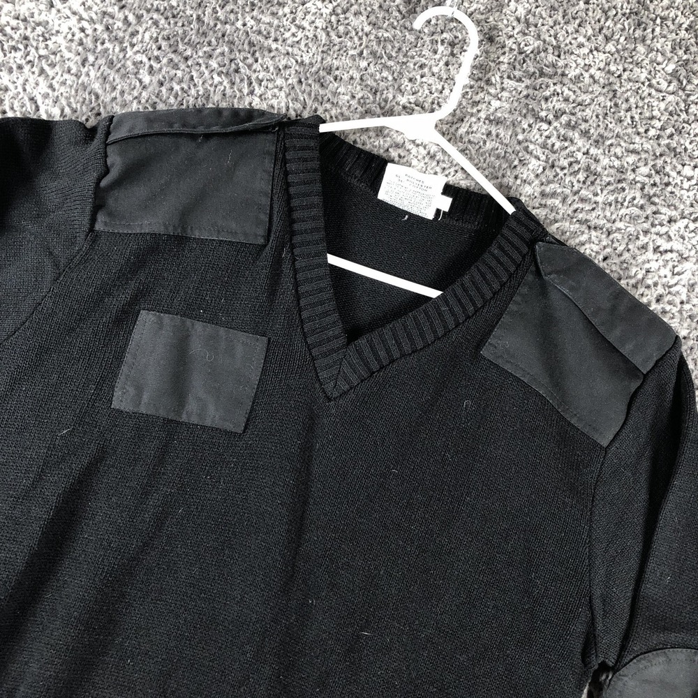 Commando By Jack Young Sweater Mens Large Black V-Neck Military Army Knit‎ USA